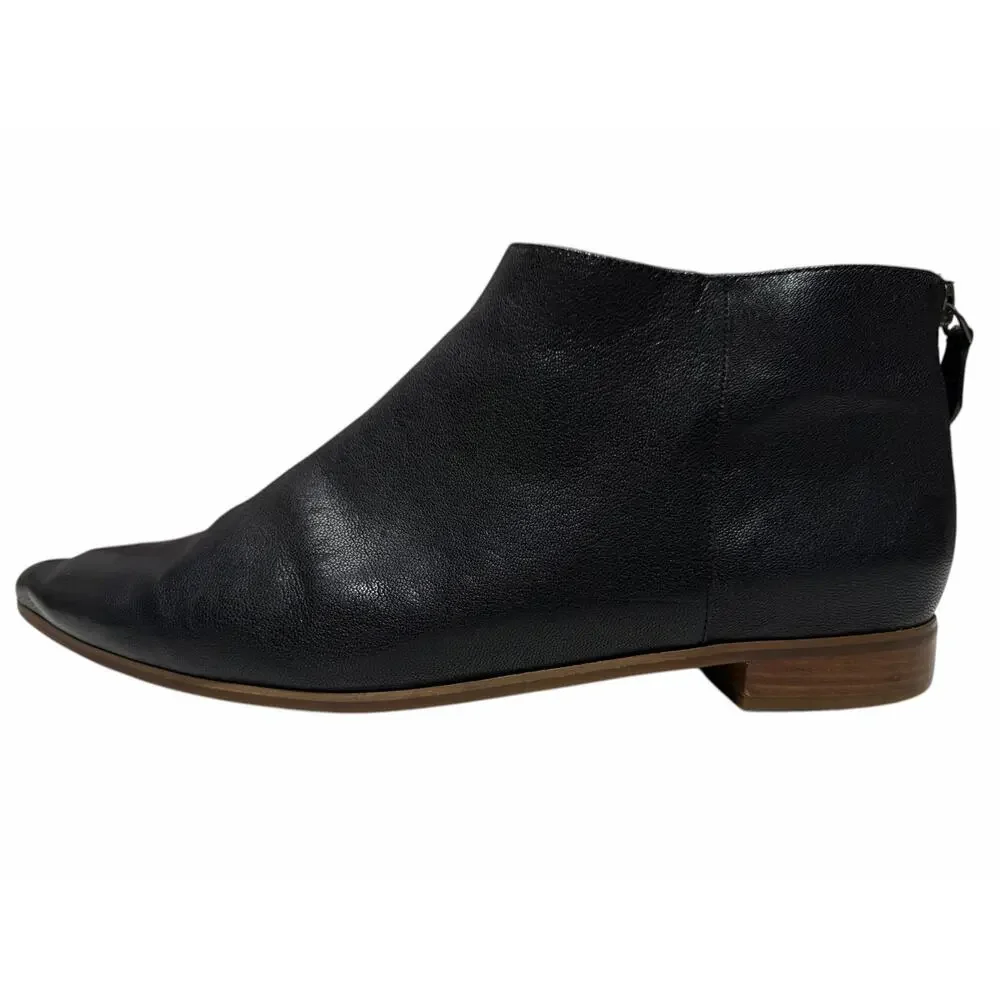 Cole Haan Black Leather Ankle Boots Pointed Toe Booties Back Zip Women’s 10.5